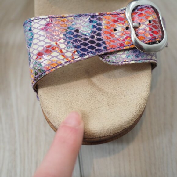 Dansko Sophie Women's Colorful Buckle Floral Snakeskin Sandals Size 37 US 6.5 - Picture 11 of 14